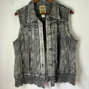 Flashback Vest Vintage Faded Distressed Casual Biker Festival Womens Size Large